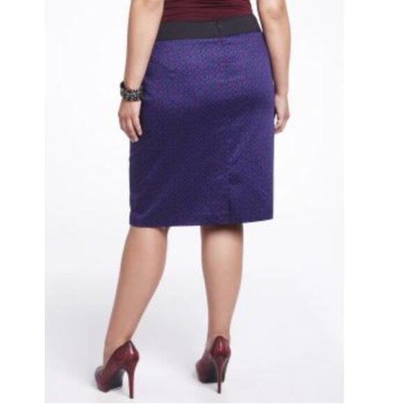 NEW Additionelle Geo Print Pencil Skirt Royal Blue/Burgundy Size 16 - Picture 2 of 4